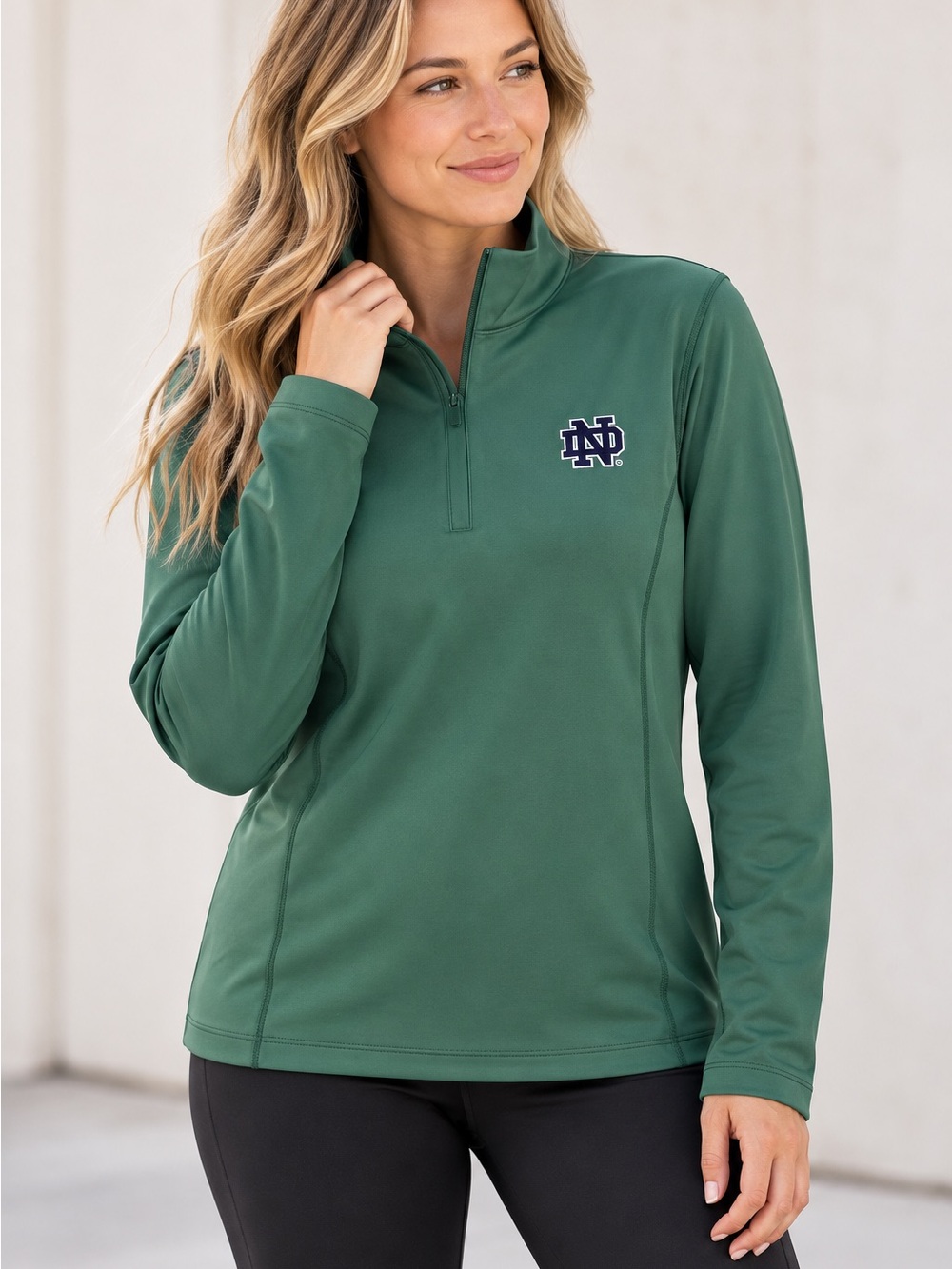 Peter Millar Lady Irish Notre Dame Women’s Quarter Zip Pullover Green S